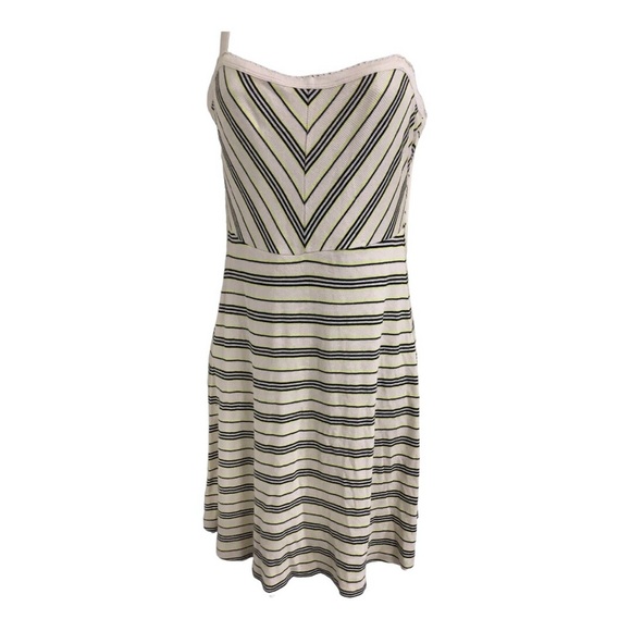 Volcom soft knit neon green black stripe skater style fit & flare dress size S - Picture 9 of 10